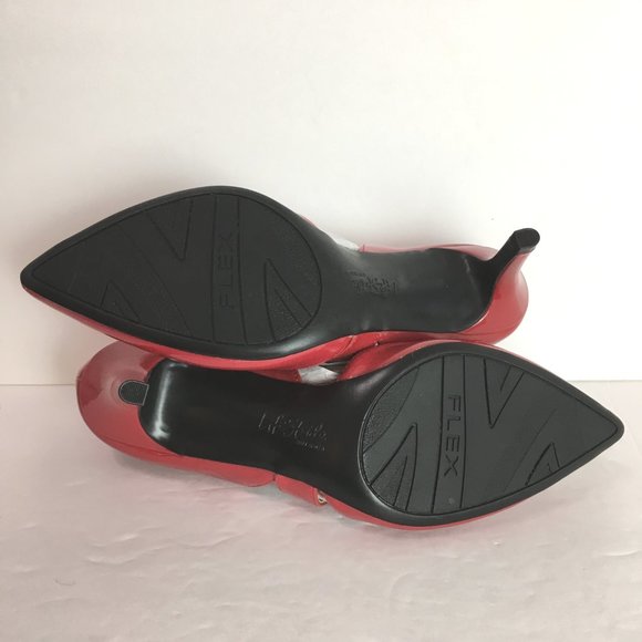 6.5W 6.5 WIDE Life Stride Suki Fire Red Patent Faux Leather Asymmetrical Heels - Picture 10 of 16